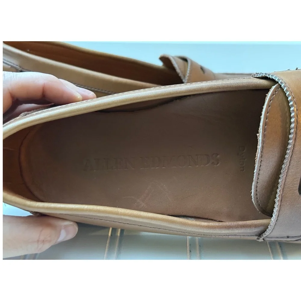 Allen Edmonds Dylan Tan Leather Penny Loafers Mens 10 D 3385 Made in USA